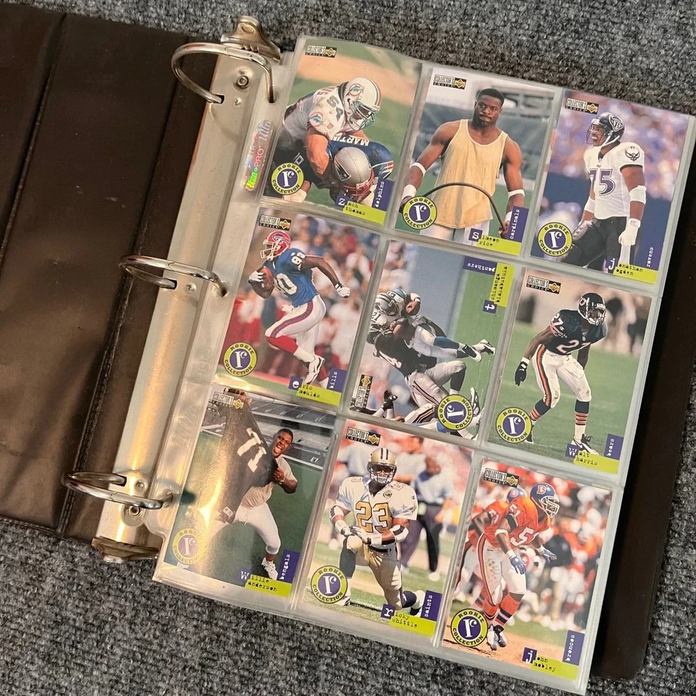 Vintage 90s Football Basketball Card Lot Upper Deck Topps Rookie Binder Mix